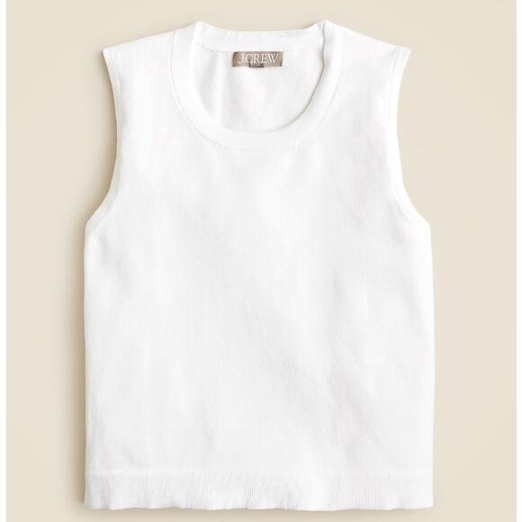 J.Crew Jackie Sweater Shell Womens L White Premium Ultra-Fine Cotton Sleeveless - Picture 2 of 7